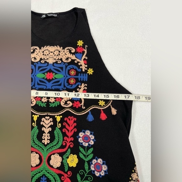 ZARA Women’s High Neck Crepe Aztec Tank Top Southwest Boho Colorful Folk Art S - Picture 10 of 11